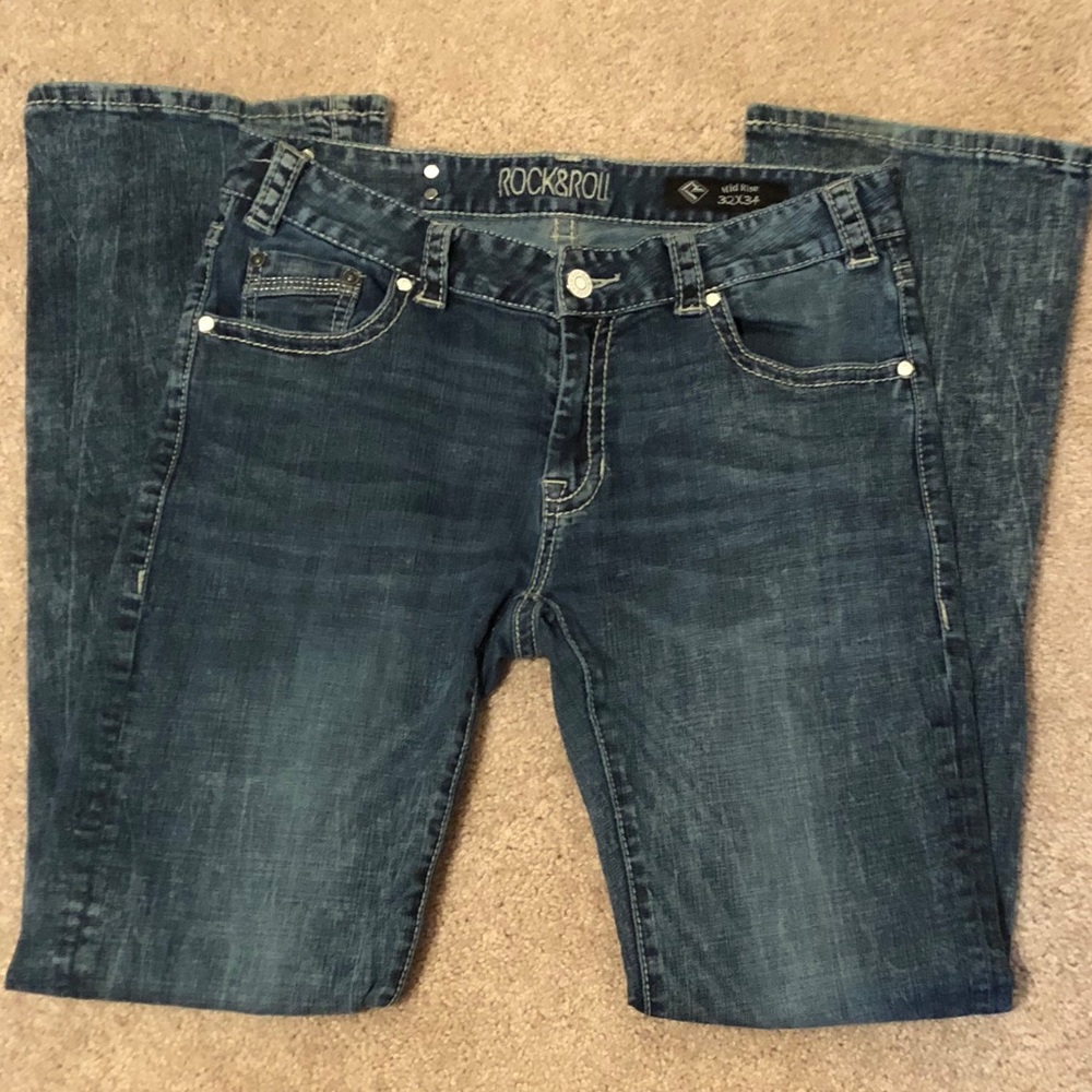 Rock & Roll Cowgirl Mid-rise Bootcut Jeans 32x34